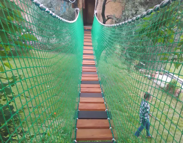 Rete anticaduta per playground o trampolini elastici verde