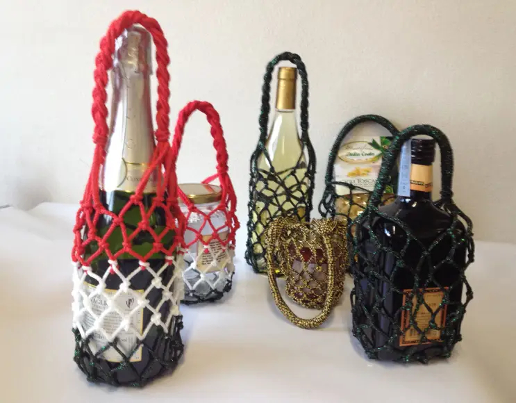 Set di reti porta bottiglie. Mini bag porta oggetti