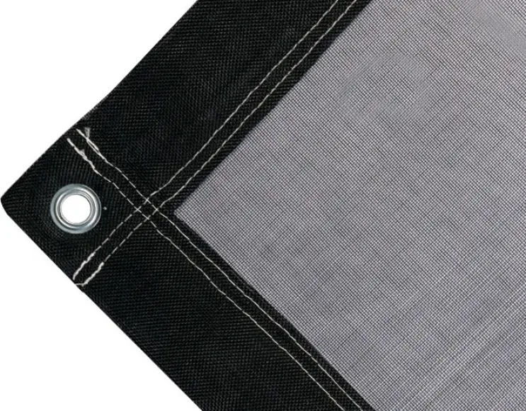 Telo copertura cassone in polietilene antistrappo, 200 gr/mq. Colore nero. Occhielli tondi 17mm standard