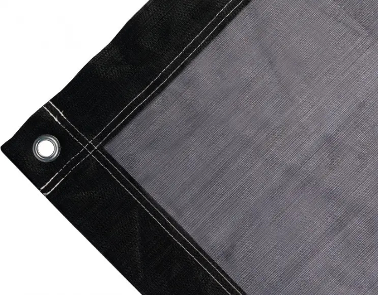Telo copertura cassone in polietilene antistrappo, 170 gr/mq. Colore nero. Occhielli tondi 17mm standard