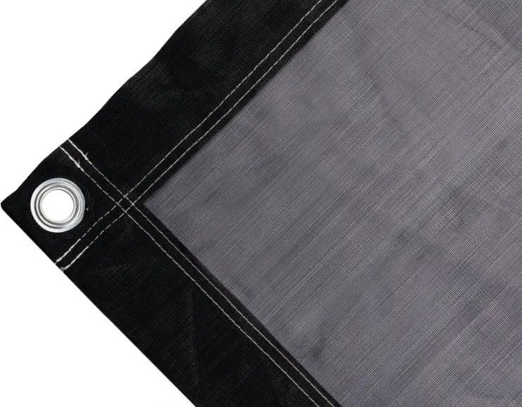 Telo copertura cassone in polietilene antistrappo, 170 gr/mq. Colore nero. Occhielli tondi 40mm