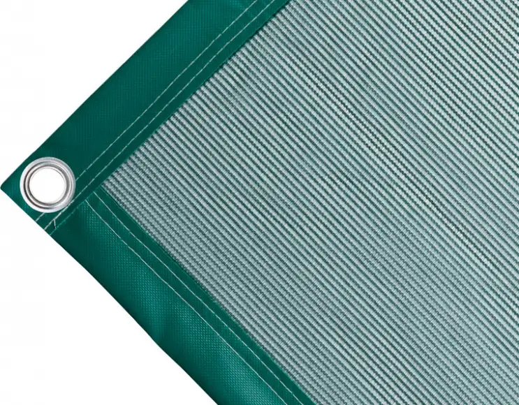 Telo copertura cassone in polietilene, 170 gr/mq. Colore verde. Occhielli tondi 40mm