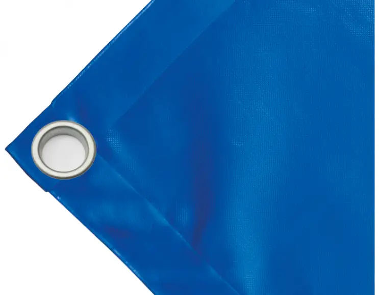 Telo copertura cassone in PVC alta tenacità 650g/mq. Impermeabile. Colore blu. Occhiello 40 mm