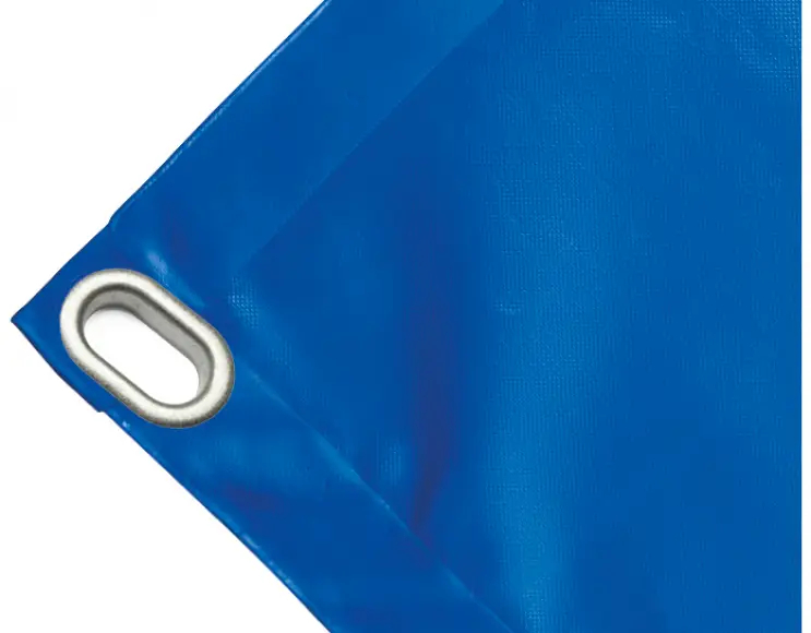 Telo copertura cassone in PVC alta tenacità 650g/mq.  Impermeabile. Colore blu. Occhiello 40x20 mm