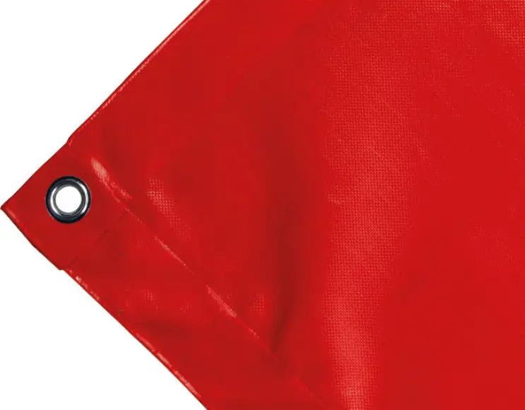 Telo copertura cassone in PVC alta tenacità 650g/mq.  Impermeabile. Colore rosso. Occhiello 17 mm standard