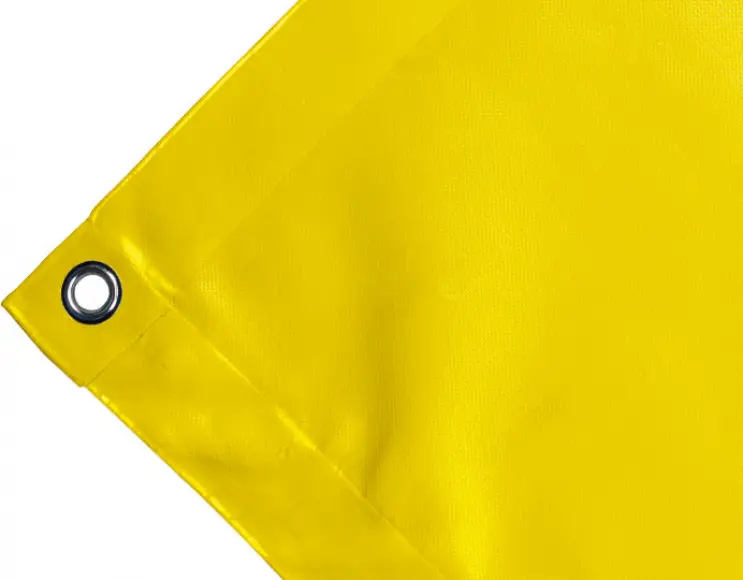 Telo copertura cassone in PVC alta tenacità 650g/mq. Impermeabile. Colore giallo. Occhiello 17 mm standard