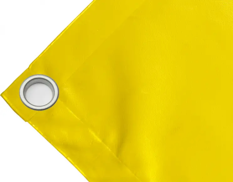 Telo copertura cassone in PVC alta tenacità 650g/mq. Impermeabile. Colore giallo. Occhielli 40 mm