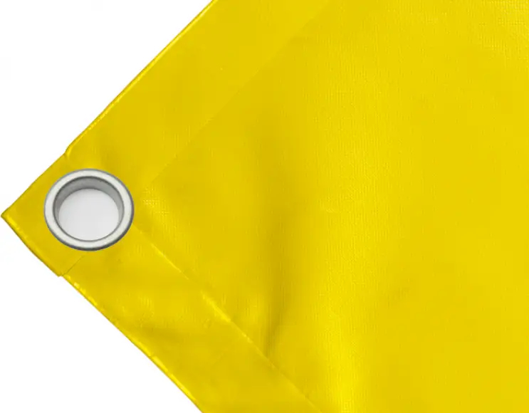 Telo copertura cassone in PVC alta tenacità 650g/mq. Impermeabile. Colore giallo. Occhielli 40 mm