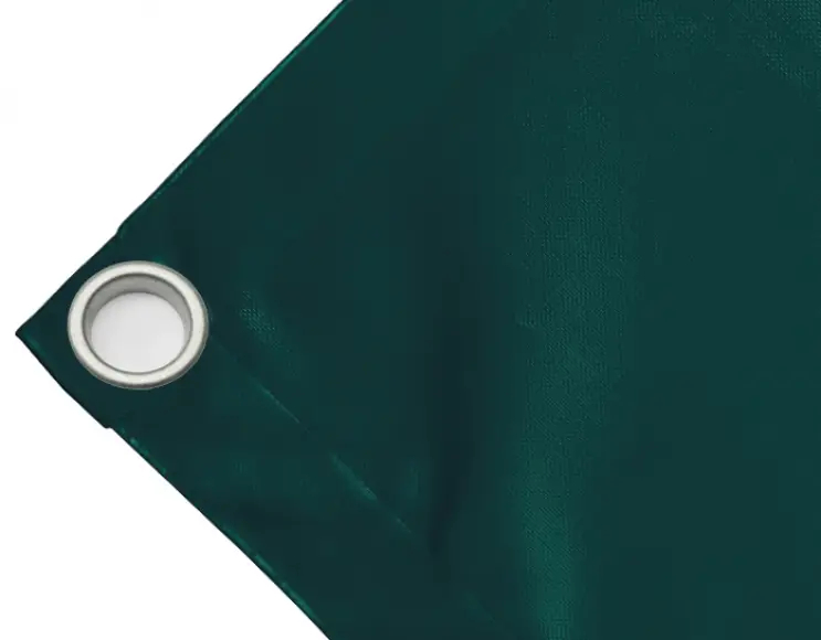 Telo copertura cassone in PVC alta tenacità 650g/mq. Impermeabile. Colore verde. Occhielli 40 mm