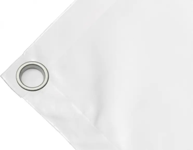 Telo copertura cassone in PVC alta tenacità 650g/mq. Impermeabile. Colore bianco. Occhiello 40 mm
