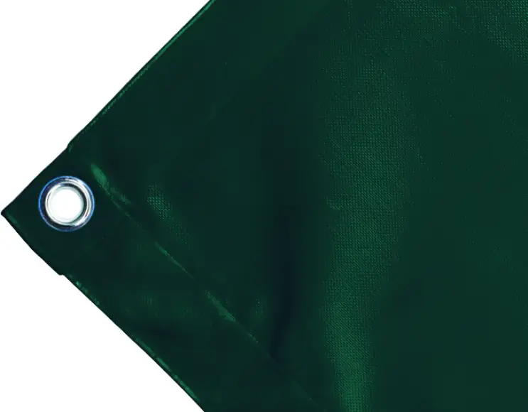 Telo copertura cassone in PVC alta tenacità 650g/mq.  Impermeabile. Colore verde. Occhielli tondi 23 mm