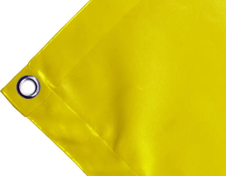 Telo copertura cassone in PVC alta tenacità 650g/mq. Impermeabile. Colore giallo. Occhielli tondi  23 mm
