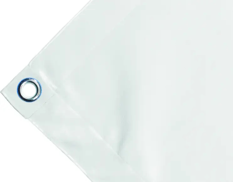 Telo copertura cassone in PVC alta tenacità 650g/mq. Impermeabile. Colore bianco. Occhielli tondi 23 mm