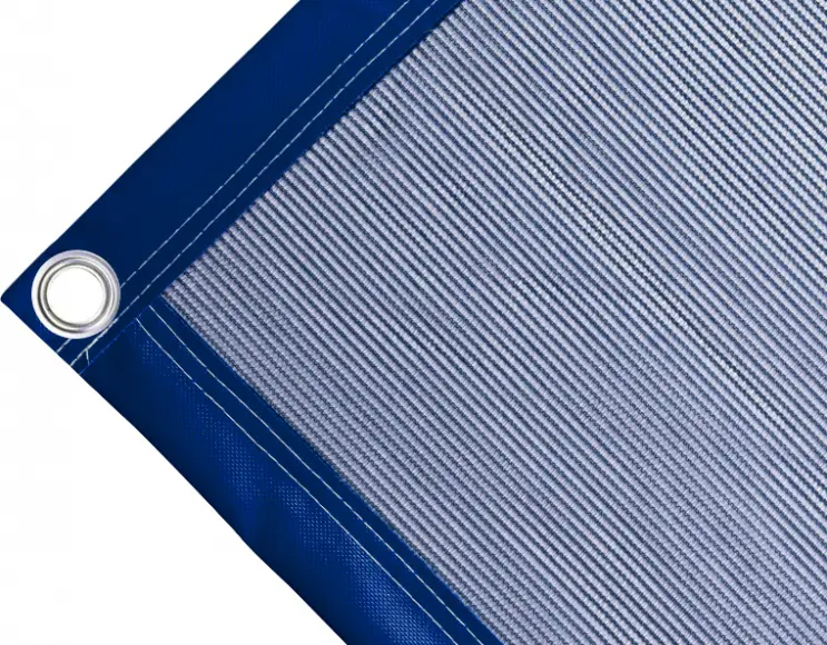Telo copertura cassone in polietilene, 170 gr/mq. Colore blu. Occhielli tondi 40 mm 