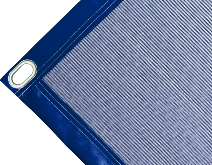 Telo copertura cassone in polietilene, 170 gr/mq. Colore blu. Occhielli ovali 40x20 mm