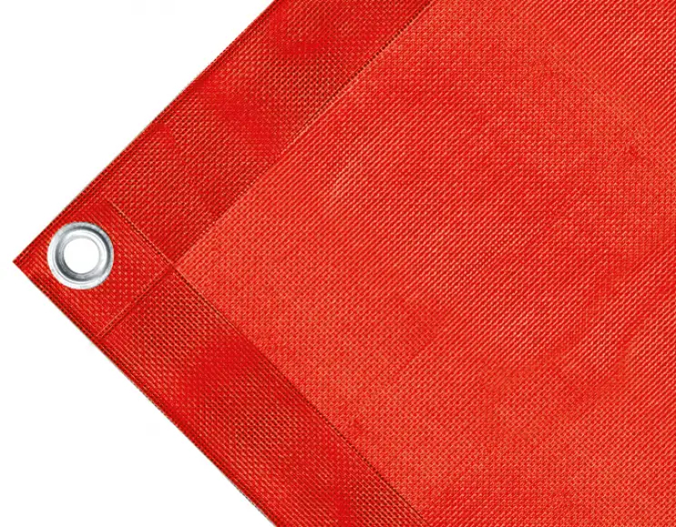 Telo copertura cassone in PVC alta tenacità, peso 280g/mq. Telo microforato, non impermeabile.  Colore rosso. Occhielli tondi 17 mm standard