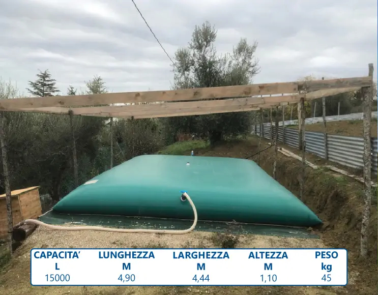 Cisterne flessibili per stoccaggio acqua potabile (test report / certificazione del materiale disponibile)
