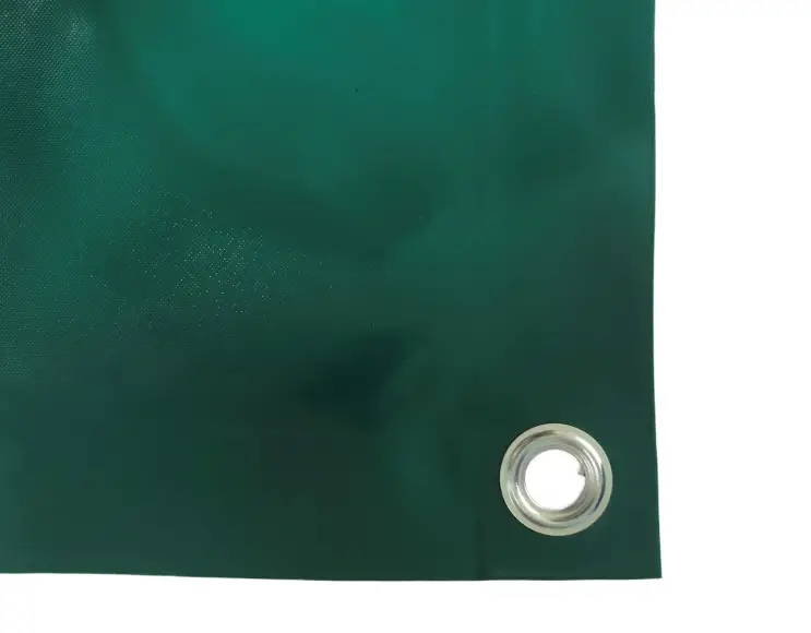 Telo copertura cassone in PVC alta tenacità 400g/mq. Impermeabile. Colore verde. Occhielli 17 mm standard