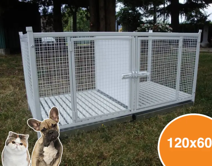 Gabbia cani e gatti 120x60 cm a due posti sovrapponibile